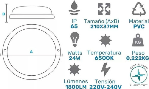 Plafon Negro Tortuga Redondo 24w Led Fria Exterior Candela