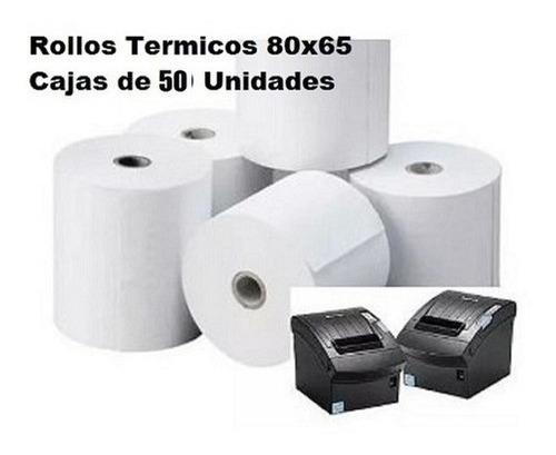 Caja De 60 Rollos Termicos 80x65mm Para Impresora Fiscal