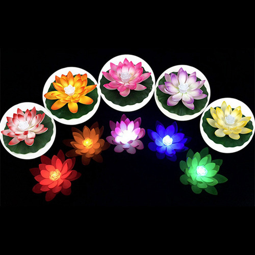 Luz Nocturna Artificial Flotante De Loto Led Lotus Energy