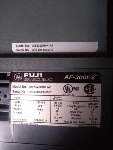 Variador Inversor Fuji Electric Af-300e$ 15 Hp 460v Sin Uso (Usado)