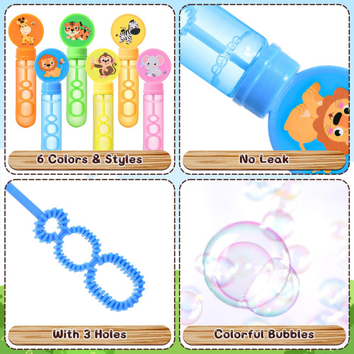 Varitas Burbujas Animales Selva Niños Fiesta Safari Juego Pr Color