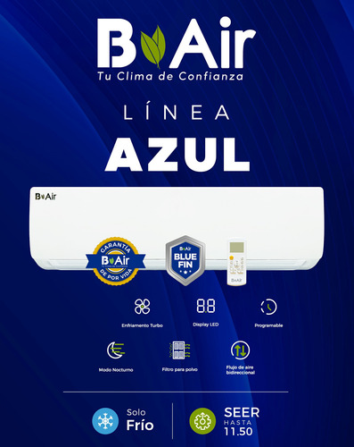 Minisplit B-air Linea Azul 1.5 Toneladas 220v