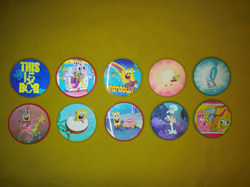 Coleccion Completa 10 Tazos Caps Bob Esponja Vuala Sorpresa (Usado)