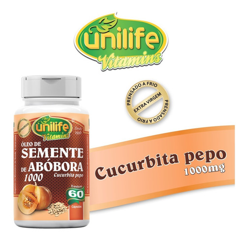 Óleo Semente De Abóbora 60 Cápsulas 1200mg Unilife Vitamins