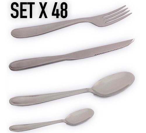 Set 48 Cubiertos Tenedores Cuchillos Cucharas Acero Inox