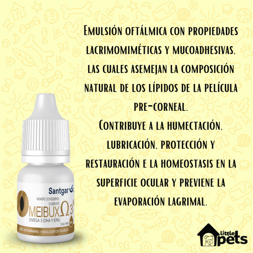 Suplemento en líquido Santgar Oftalmica Meibux ml con vitaminas para perro en frasco de 2 unidades de 1g por unidad de 1g