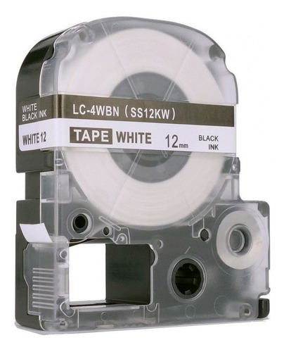 Cinta Laminada 12mm Tipo Lc 4wbn9 P/ Rotuladora Epson Lw300 Color Blanco