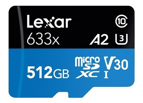 Memoria Microsdxc 512gb Lexar 633x Alto Rendimiento 100 Mb/s