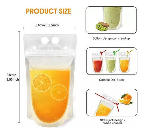 Novo Saco Transparente 100* Para Beber Suco .