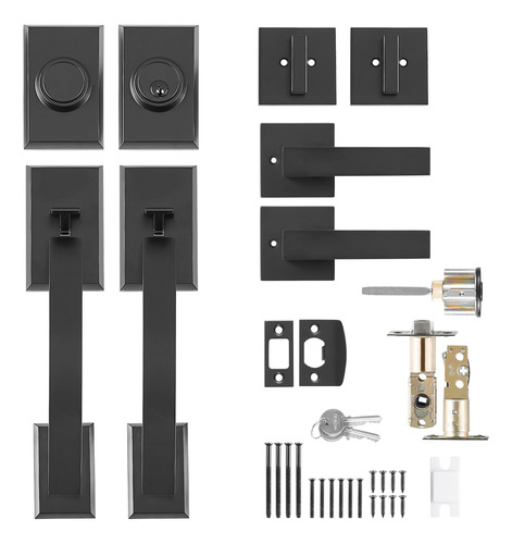 Juego De Manijas De Puerta Dobles Vevor Negro Mate Arqueadas