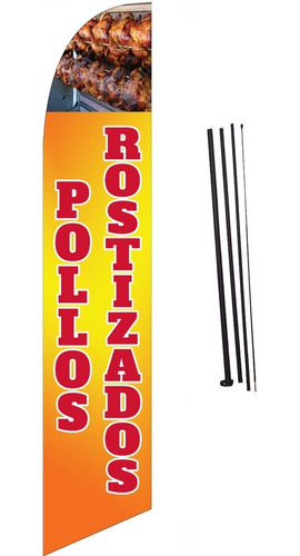 Bandera Publicitaria Pollos Rostizados # 311 Con Mástil