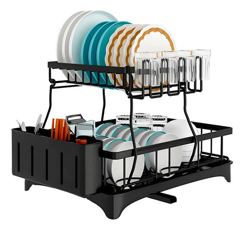 Escurridor Pro Utensil, Bandeja De 2 Niveles Con Desagüe De