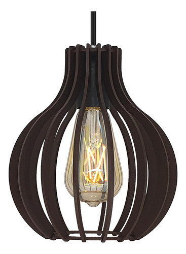 Luminária Lustre Pendente Madeira 18x21cm 5970 Tabaco