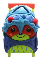 Comprar Mochila Escolar Funny Land Animalito Colorido Con Carro Color Azul Diseño de la tela Liso