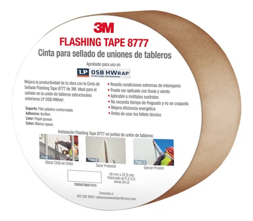 Cinta Flashing Tape 3m 8777 Sellador De Uniones De Tableros