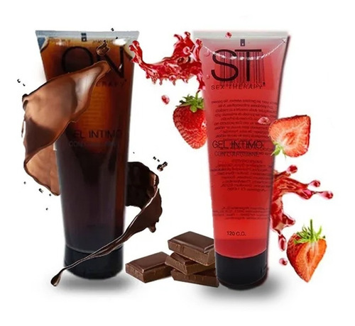 Set X2 Gel Lubricante Estimulante Saborizados Frutilla Choco