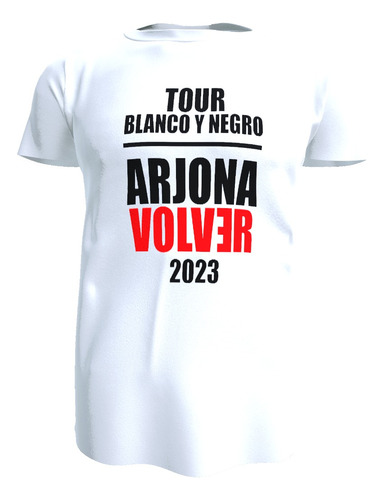 Polera Ricardo Arjona Tour Blanco Y Negro Chile 100% Algodon