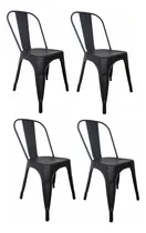 Comprar Sillas X4 Tolix Metálica Reforzada Casa Jardin Estructura de la silla Negro Asiento Negro