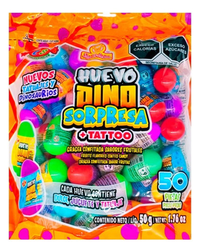 Huevo Dinosorpresa Dulce + Tattoo 50pz