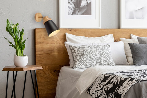 Imagen 5 de 7 de Lampara Pared Spot Loto Negro Nordico Diseño Madera Leuk