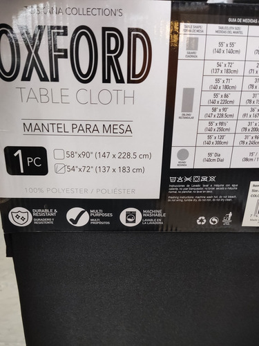 Mantel De Mesa Tela Rectangular Negro 137x183cm Multiusos