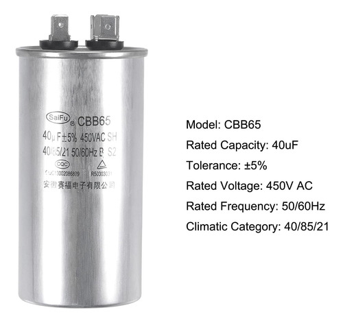 Cbb65 40uf 40mfd Uxcell Redondo Execution Capacitor