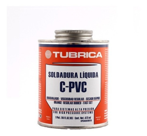 Pega Cpvc Soldadura Cpvc Agua Caliente 1/16 Gal Tubrica