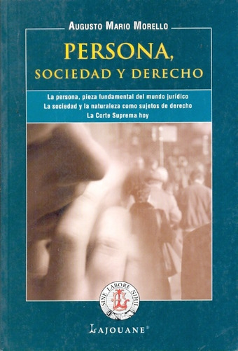 Persona, sociedad y derecho, de MORELLO, AUGUSTO MARIO. Serie N/a, vol. Volumen Unico. Editorial Lajouane, tapa blanda, edición 1 en español, 2006