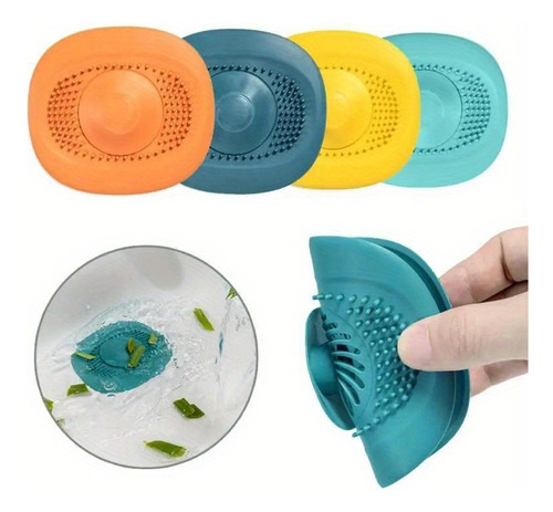 6pcs Flexiguard Silicona Colador De Pelo Para Fregadero