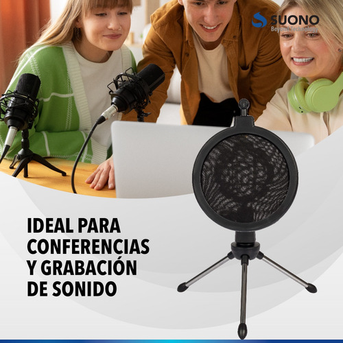 Imagen 7 de 10 de Soporte Suono Tripode Para Microfono Filtro Antipop De Mesa