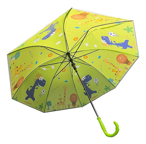 Paraguas Infantil Con Silbato, Goma Eva Estampados Color Verde Claro