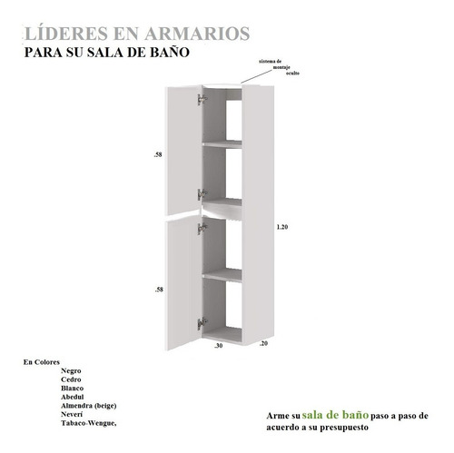 Imagen 6 de 9 de Columna Modular En Melamina Para Baño Mod. Gcc-c1