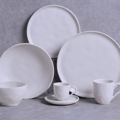 6 Xícara De Café Com Pires Porto Brasil Cerâmica Bio Stoneware Vit Cor Cinza