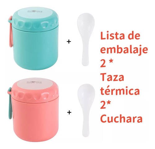 2 Piezas Termo Portátil Para Alimentos Contenedores De Sopa