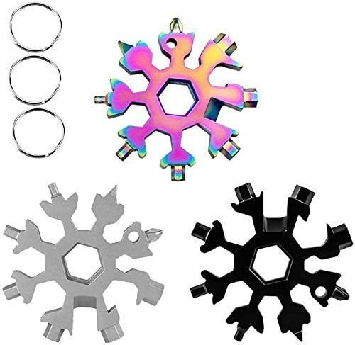 3pcs Snowflake Multitool 18 1 Llavero De Acero Inoxidab...