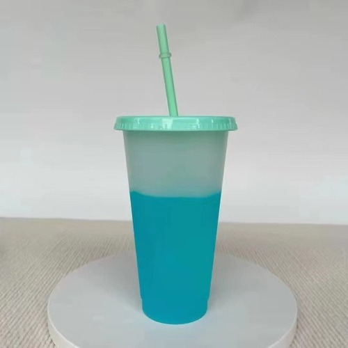 A Vasos Magicos Cambian De Color Con Tapa Y Popote 710ml