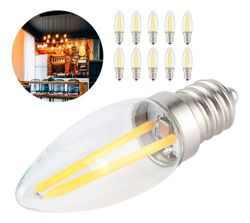 Bombilla Led 10pcs E12 Filamento Largo Pequeña S Lámpara Reg