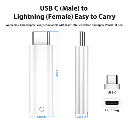 Adaptador Apapatek Usb-c Para Lightning Para Apple Pencil De