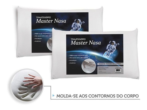 Imagem 1 de 6 de Kit 2 Travesseiros Nasa Viscoelástico + Conforto + Saúde