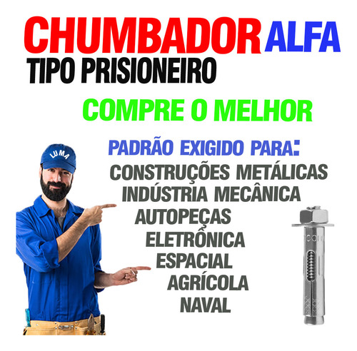 Chumbador Alfa 1/2 X 2.3/4 Pol (12,7 X 70 Mm) Parabolt 4 Pc