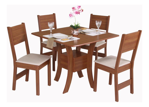 Conjunto Sala De Jantar Mesa Quadrada Amanda Com 4 Wt