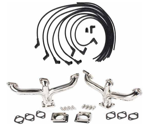 Flathead Adapta Ford V8 Center Dump Headers Juego Cabl Bujia