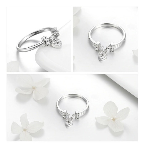 Imagen 4 de 7 de Anillo Candado Amor Ajustable Para Mujer En Plata 925
