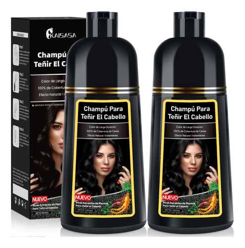 Kaisasa Shampoo Con Tinte Para Cubrir Canas 2 Pzs