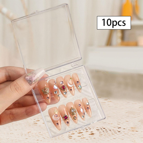 2 Caja De Almacenamiento De Uñas A Presión De 10 Piezas