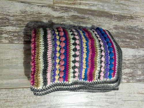 Mantas Tejidas Al Crochet Para Sofá Y Pie De Cama Fucsia Rayas