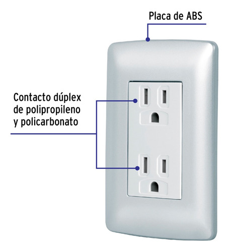 Caja Con 6 Contacto Dúplex Aterrizado, Color Plata, Línea It