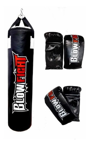 Saco De Boxe 90 Cm Profissional + 2 Luva Bate Saco Preto