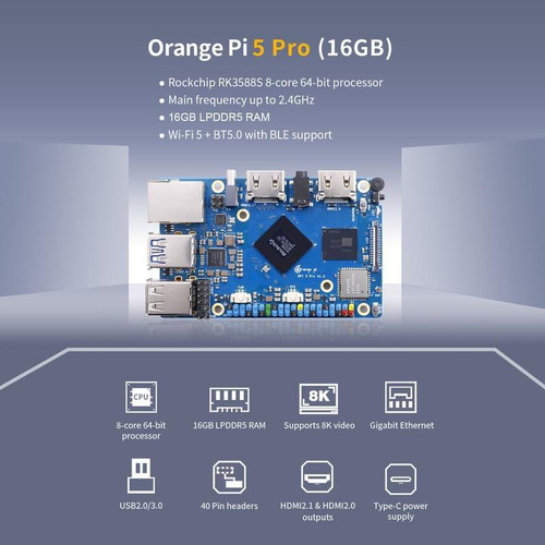 Orange Pi 5 Pro 16gb Lpddr5 Rockchip Rk3588s Placa De