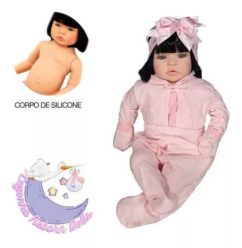 Boneca Reborn Morena Princesa Fofinha Corpinho 100% Vinil no Shoptime